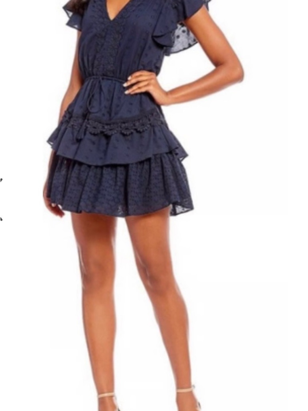 Chelsea & Violet NWT Eyelet Tiered Mini Dress Size Small